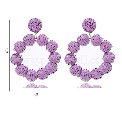 Raffia Stud Dangle Earrings&nbsp;FS-WG6C817-04-1