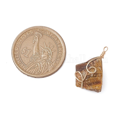 Raw Rough Gemstone Copper Wire Wrapped Pendants&nbsp;PALLOY-JF03028-1