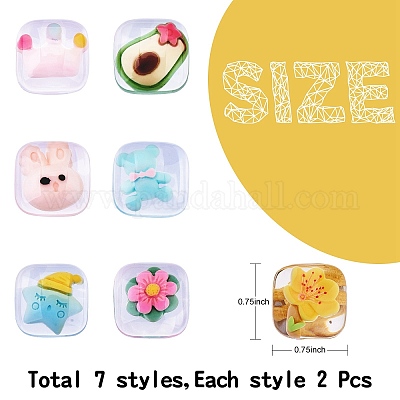 14Pcs 7 Styles Transparent Resin Cabochons&nbsp;CRES-SZ0001-36-1