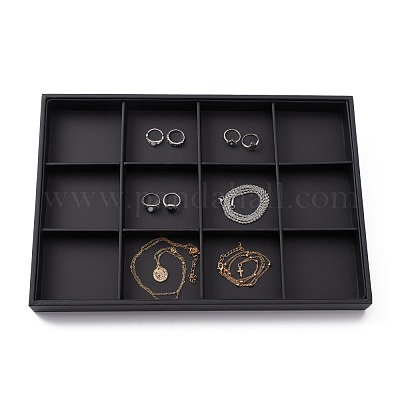 Stackable Wood Display Trays Covered By Black Leatherette&nbsp;PCT106-1