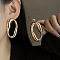 Iron Stud Earrings, Golden, Nuggets, 51x31mm