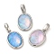 Rack Plating Brass with Synthetic Opal Pendants, Cadmium Free & Lead Free, Oval, Mixed Color, 15x11x5mm, Hole: 5mm