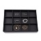 Stackable Wood Display Trays Covered By Black Leatherette, 12 Compartments, Black, 35x24x3cm