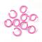 Spray Painted Iron Open Jump Rings, Round, Pink, 17 Gauge, 8~8.5x1.2mm, Inner Diameter: 5~6mm