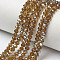 Electroplate Glass Beads Strands, Half Plated, Rainbow Plated, Faceted, Rondelle, Dark Goldenrod, 4x3mm, Hole: 0.4mm, about 109~113pcs/strand, 38~39cm