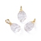 Natural Quartz Crystal Pendants, Rock Crystal Pendants, with Brass Bails, Faceted, Teardrop, Golden, 19~21x12~14x11~15mm, Hole: 5x3mm
