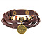 12 Constellation Snap Bracelets, Leather Cord with Brass Findings, Flat Round, Virgo, 8-5/8 inch(22cm)