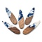 Resin and Walnut Pendants, Teardrop Charm, Marine Blue, 52.5x13.5x2.5mm, Hole: 1.6mm