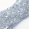 Electroplate Glass Beads Strands, Pearl Luster Plated, Triangle, Faceted, Alice Blue, 3.5x4x3.5mm, Hole: 0.2mm, about 135~140pcs/strand, 11.81~12.99 inch(30~33cm)