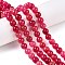 Dyed Natural White Jade Beads Strands, Two Tone, Round, Cerise, 8x8mm, Hole: 0.9mm, about 47~48pcs/strand, 15.16~15.72''(38.5~39.3cm)
