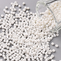 Glass Seed Beads, Opaque Colours Seed, Small Craft Beads for DIY Jewelry Making, Round, White, 12/0, 2mm, Hole:1mm, about 30000pcs/pound