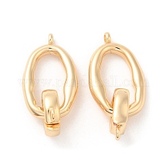 Brass Fold Over Clasps, Cadmium Free & Nickel Free & Lead Free, Oval, Real 18K Gold Plated, 31.5mm, Hole: 1.2mm