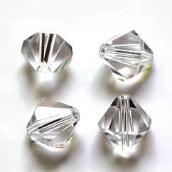 Imitation Austrian Crystal Beads, Grade AAA, K9 Glass, Faceted, Bicone, Clear, 6x6mm, Hole: 0.7~0.9mm