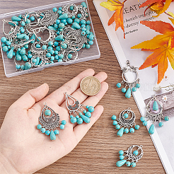24Pcs 6 Styles Teardrop Dyed Synthetic Turquoise Pendants Set&nbsp;G-AR0004-98