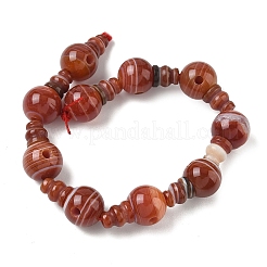 Natural Banded Agate 3-Hole Guru Beads Strands&nbsp;G-H064-E08-02B