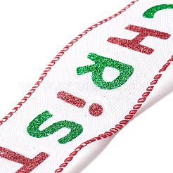 Christmas Theme Polyester Imitation Linen Wrapping Ribbon&nbsp;SRIB-P020-01C