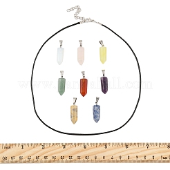 DIY Natural & Synthetic Gemstone Bullet Pendant & Waxed Cord Pendant Necklace Making Kit&nbsp;DIY-FS0008-45