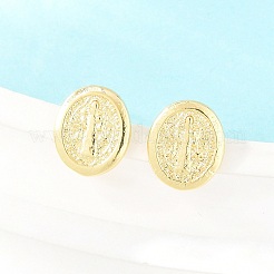 Religion Brass Stud Earrings&nbsp;EJEW-F405-23F-G