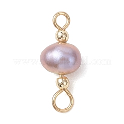 Natural Cultured Freshwater Pearl Potato Connector Charms&nbsp;PALLOY-JF04928
