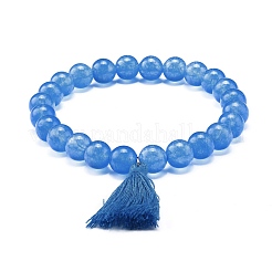 Dyed Natural Malaysia Jade Round Beads Stretch Bracelets Set&nbsp;BJEW-JB06956