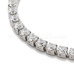 Brass Pave Clear Cubic Zirconia Flat Round Box Chain Slider Bracelets&nbsp;BJEW-YWC0002-12A-P