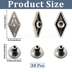 30Pcs Alloy Semi-Tublar Rivet Studs&nbsp;DIY-CY0002-86