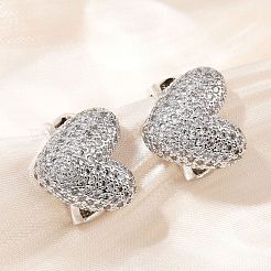 Brass Micro Pave Clear Cubic Zirconia Cuff Earrings&nbsp;EJEW-Z111-03P-02