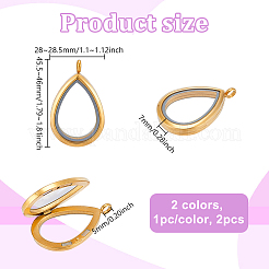 2Pcs 2 Colors Stainless Steel Locket Pendants&nbsp;STAS-GA0001-77