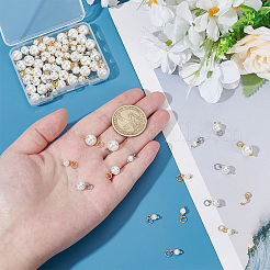 90Pcs 6 Styles Shell Pearl Round Charms with Brass Jump Rings&nbsp;PALLOY-PH01817