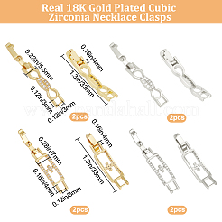 8Pcs 4 Styles Rack Plating Brass Clear Cubic Zirconia Watch Band Clasps&nbsp;ZIRC-BBC0002-02
