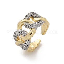 Brass Micro Pave Clear Cubic Zirconia Cuff Rings&nbsp;RJEW-U041-26G