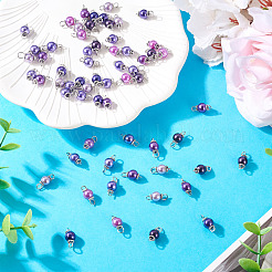 70Pcs 7 Colors Glass Pearl Round Connector Charms&nbsp;PALLOY-TA00267