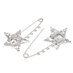 Textured Starfish 304 Stainless Steel Safety Pins Brooch Findings&nbsp;SA-CBA098D-16G-P04