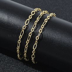 2.7MM Brass Textured Figaro Chain Necklaces for Women&nbsp;KK-CBA2293-16G