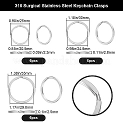 18Pcs 3 Styles 316 Surgical Stainless Steel Keychain Clasps&nbsp;STAS-BBC0005-80