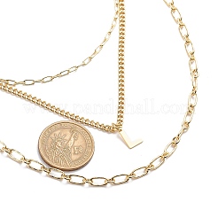 3Pcs 3 Style Brass Initial Letter L 304 Stainless Steel Pendant Necklaces Set&nbsp;NJEW-JN04010