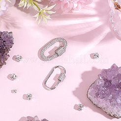 2Pcs 2 Styles Brass & Rhinestone & Cubic Zirconia Locking Carabiner&nbsp;KK-ME0004-97B