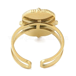Ion Plating(IP) 304 Stainless Steel Enamel Rectangle with Star Cuff Finger Rings&nbsp;RJEW-L107-063G-01