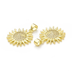 Rack Plating Brass Micro Pave Clear Cubic Zirconia Pendants&nbsp;KK-C011-13G