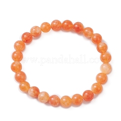 Dyed Natural Malaysia Jade Round Beaded Stretch Bracelets for Men Women&nbsp;BJEW-JB12146-01