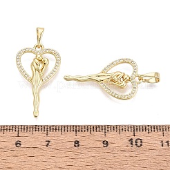 Valentine's Day Brass Micro Pave Clear Cubic Zirconia Pendants&nbsp;KK-Q072-08G