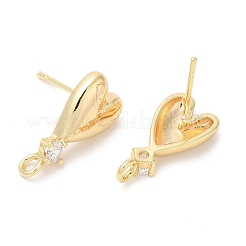 Brass with Glass Studs Earring Findings&nbsp;KK-K333-42G