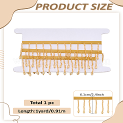 1 Yards Polyester Lace Ribbon with Plastic Beaded Tassel for Sewing Decoration&nbsp;OCOR-LP0002-78