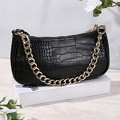 2Pcs 2 Styles Aluminum Chain & White Round Plastic Imitaiton PearlBeaded Bag Extender Chains&nbsp;HJEW-BM0001-43