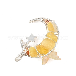 Natural Topaz Jade Round Chip Wire Wrapped Pendants&nbsp;PALLOY-TA00437-04