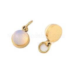Ion Plating(IP) Opalite Half Round Charms with Jump Ring&nbsp;STAS-A097-05G-04