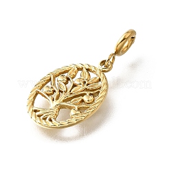 Oval with Tree of Life 304 Stainless Steel Pendant Decorations&nbsp;STAS-H202-20G