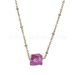 5Pcs 5 Colors Dyed Natural Quartz Polygon Pendant Necklaces&nbsp;NJEW-JN04491-S