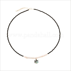 Cute Cat Head Pendant Silver Black Tourmaline Freshwater Pearl Necklace&nbsp;MQ9984