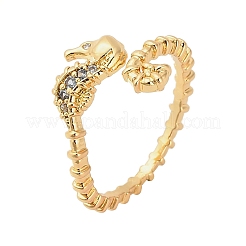 Brass Micro Pave Cubic Zirconia Cuff Rings&nbsp;RJEW-P169-01G